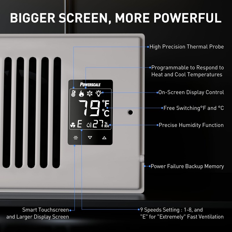 PowerScale 4" x 10" Smart Vent Air Booster Register Fan