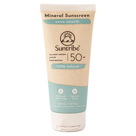 Suntribe Natural Mineral Organic Sun Cream Sport SPF 50/100 ml, 100% Natural & Reef Proof, Nano-Free Mineral UV Filter, Very Waterproof, Sweatproof - White Shimmer