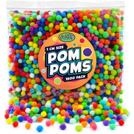 1800 Pieces - Small Pom Poms Balls for Craft Supplies - Assorted Colored Fuzzy Pompoms - Mini 1 cm Size