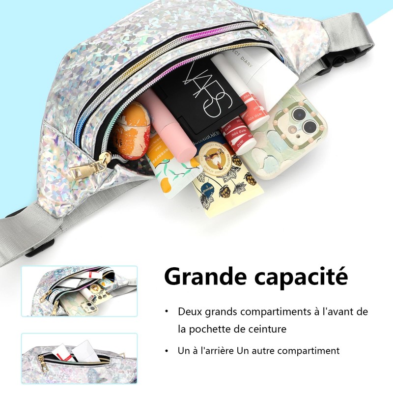 Bum Bag Fashion Waterproof, 1 silver, Fashions
