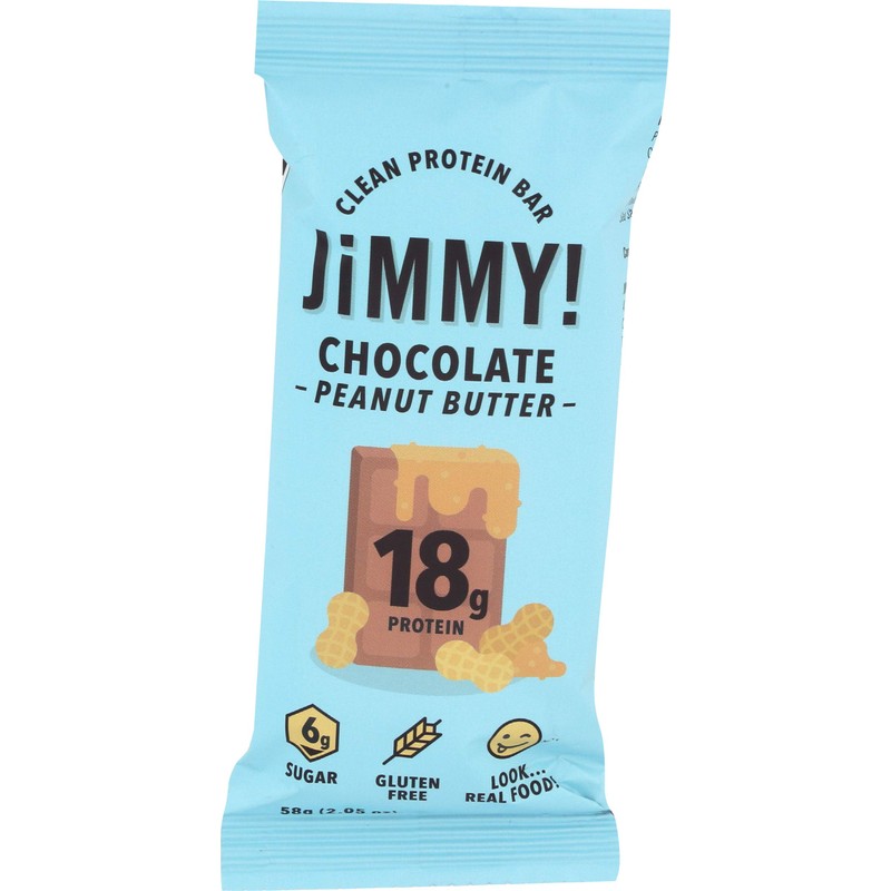 JiMMY! Chocolate Peanut Butter Protein Bar, 18g Protein, High Protein,