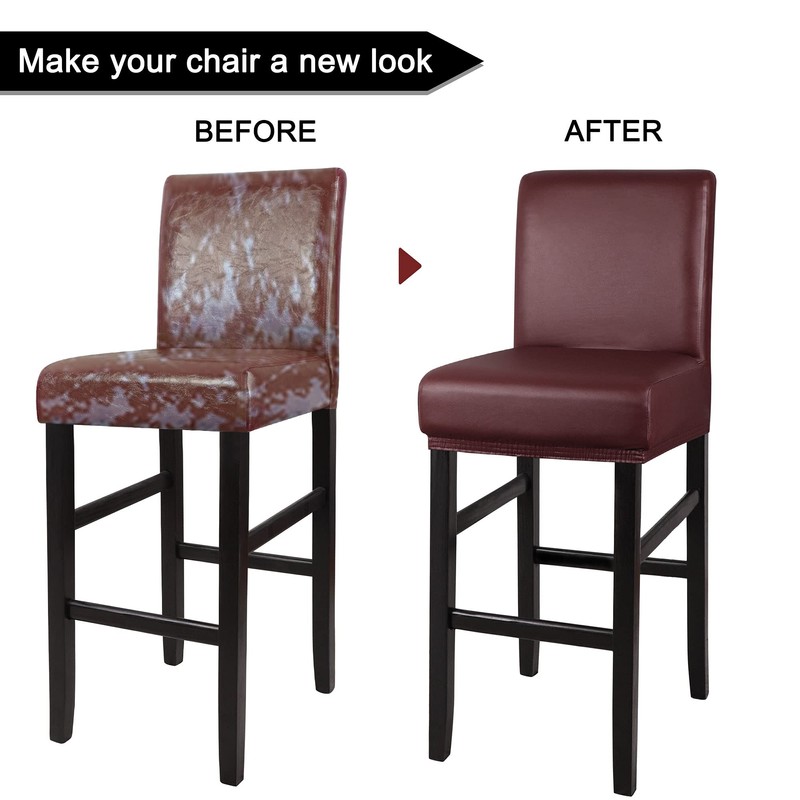PiccoCasa Waterproof Bar Stool Covers, Faux Leather Pub Counter Height