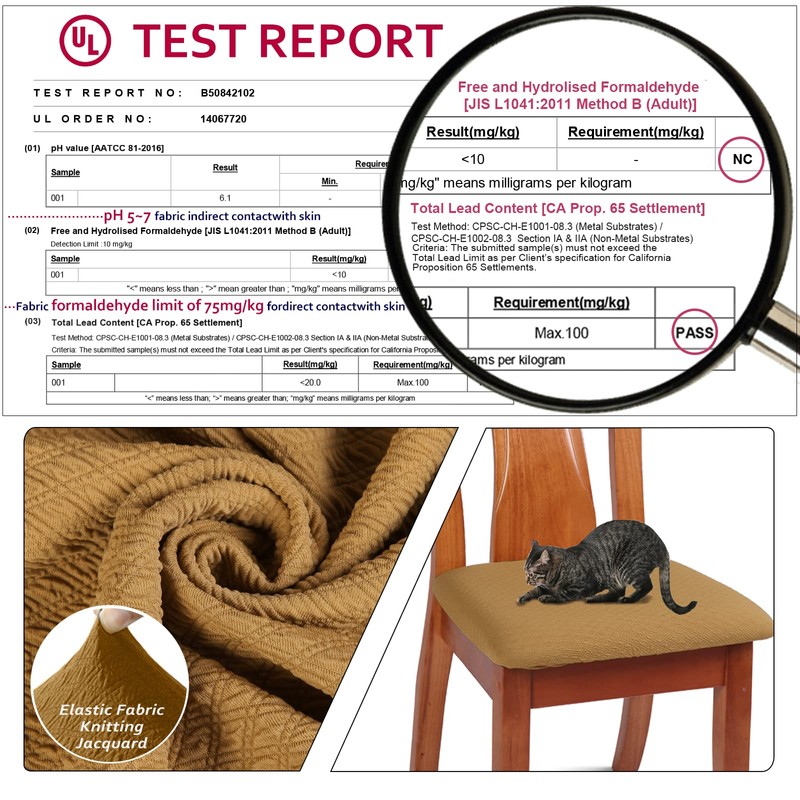 BUYUE Dining Room Chair Seat Covers Set of 4, TPU