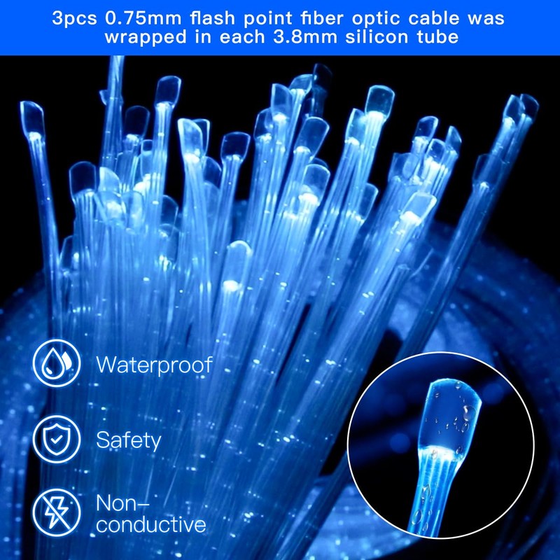 AZIMOM 50pcs 6.5ft Side Glow Fiber Optic Sensory Light for