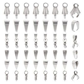 Elecrelive 60Pcs Stainless Steel Pendant Clasps Ice Pick Pinch Bail Snap On Bails Hook Dangle Charm Bead Connector for Bracelet Necklace Jewelry Making