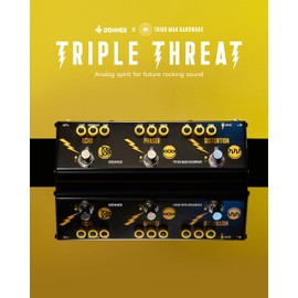 Donner X Third Man Hardware Multi-Effect Pedal, Triple Threat 3-in-1 Analog Guitar Pedal Distortion Phaser Echo Pedal with Adapter for Electric Guitar