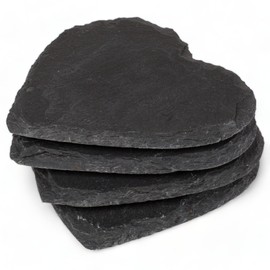 MIJOMA Set of 4 Slate Coasters - For the Ultimate Expression of Your Taste and Style - Stylish and Tactile (Heart Shape)