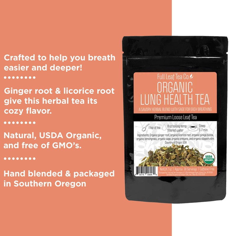 Organic Lung Health Loose Leaf Tea - 2oz Bag (Approx.