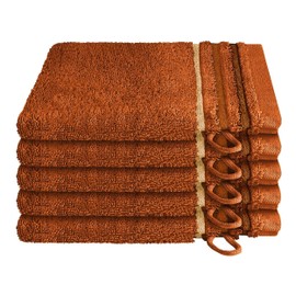 Schiesser Terry Wash Mitts Skyline Colour Set of 5 Cuddly Soft Cotton Made in Green Colour: Copper, Size: 16 cm x 22 cm