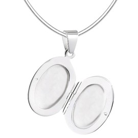 Vinani Opening Shiny Oval Locket Pendant With Snake Chain 925 Sterling Silver Italy, amo S 0