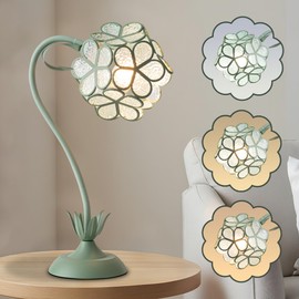 Fortune Shun Flower Table Lamp,Modern Bedside Reading Light,3 Color Temperatures Vintage Floral LED Desk Lamps for Bedroom Living Room Nightstand Office Home Decoration Ambient Lighting
