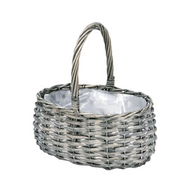 Ohashi Shinji Shoten KN011195-zzz Shabby Willow Oval Basket S Wase Basket W 8.3 x D 5.1 x H 3.9 x TH 8.7 inches (21 x 13 x 10 x 22 cm)