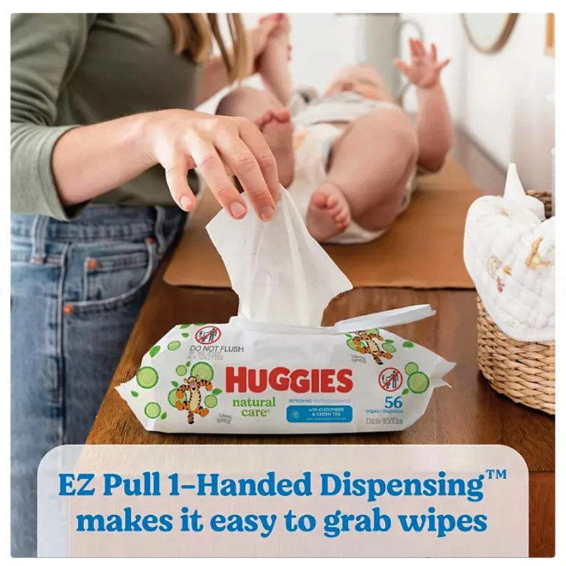 Huggies Natural Care Baby Wipes, Cucumber and Green Tea, 17