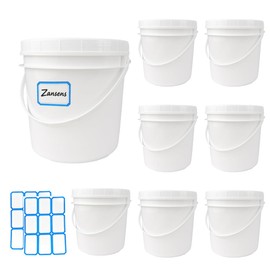 Zansens 8 Pcs Paint Can with Threaded Lid and 2 Stickers,2 Quart Plastic Bucket,1/2 Gallon Bucket,Plastic Buckets with Handles,Paint Containers for Leftover Paint,Paint Storage,Empty Paint Cans