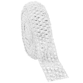 GORGECRAFT 5.5 Yards 1.7" Wide Elastic Crochet Headband Ribbon Crochet Stretch Trim Fabric for Hair Accessories Tube Top, White