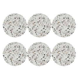 Terrazzo Coasters Set of 6 Coasters for Drinks Absorbent Double-Sided Leather PVC Coaster for Tabletop Protection Coffee Table Decor Ideal for Home Decor House Warming Gifts