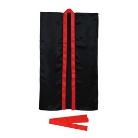 Artec 18361 Athletic Day Happy, Soft Satin Long Happi (with Hachimaki), Black (Red Collar), C Size