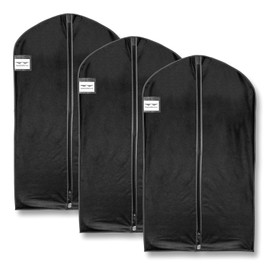 HangerMaster Suit Garment Covers 110cm (44") Breathable Protective Case & Carrier Bag - 3 Pack (Black)