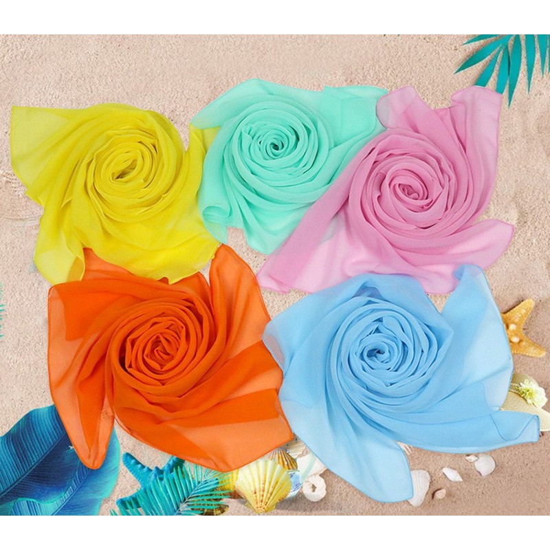 [YiyiLai] シンプル ビキニカバー 多機能 薄手 ショール 大判 ストール 無地 マフラー