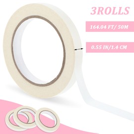 Gjinxi White Art Tape 3 Pcs Medium Tack Artist Masking Tape Paper Masking Art Tape Medium TackAdhesive Painters Sticky Craft Supplies for Drafting 0.6 Inch Wide 165FT Long