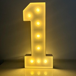 FAYLISVOW 2.4FT/28.74in Marquee Light up Numbers Marquee Number 1 with Warm Lights for Birthday Party Large Mosaic Frame Letter Cardboard Pre-Cut Giant Cut-Out Thick Foam Board Sign DIY Decorations