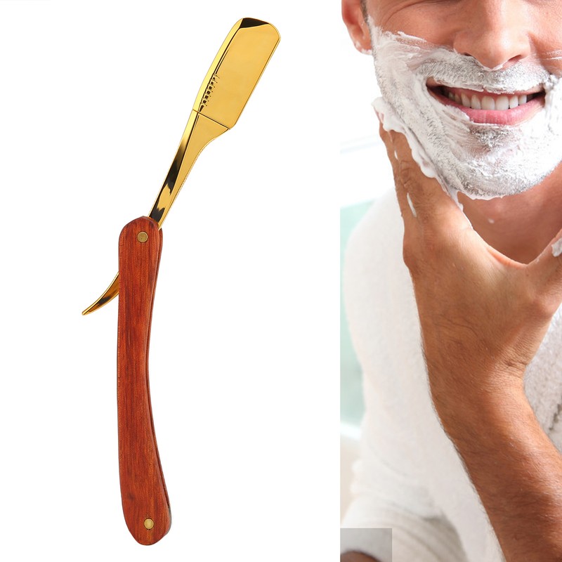 Old Style Straight Razor Rosewood Handle Straight Edge Barber Razor