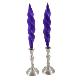 Beeswax Feather Taper Candle - 12 inches - Plum Purple