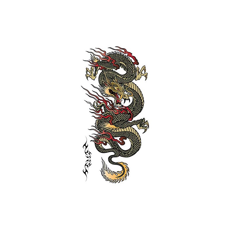 Supperb® Temporary Tattoos - Blue Dragon on Fire Ii