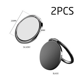 PFLYPF Handy-Ringhalter, 2 Stück, 360 Grad drehbar, Universal-Handy-Ringhalter, starke Adsorption, geeignet für alle Telefone (Schwarz, Silber)