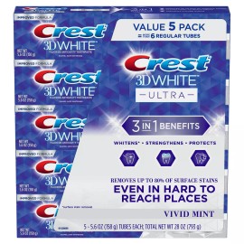 Crest * 5 Pack * Crest 3D White Ultra Whitening Toothpaste, Vivid Mint - (5.6 oz)EA