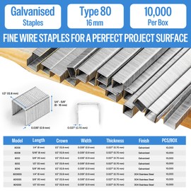 meite 21 Gauge Upholstery Staples, 1/2-Inch Crown with 5/8-Inch Length Galvanized Heavy Duty Staples for Staple Guns MT8016, MT8016S, and MT8016SLN (10,000 Counts)