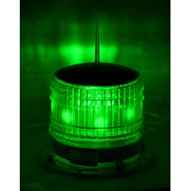 S8LSM Green Steady-ON 2NM IP67 Solar LED Magnetic Mount Marina Dock Barge Boat Safety Beacon Light