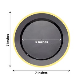 10 Black 7-inch Disposable Round Plastic Dessert Plates Gold Rim Party Events Catering Home Tableware Decorations