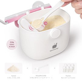 Termichy Milchpulver Portionierer Baby, Milchpulver-Spender, 250g luftdichter tragbarer Milchpulver-Behälter für Reisen, mit Schaber und Löffel (Deep Rosa,1 Stück)