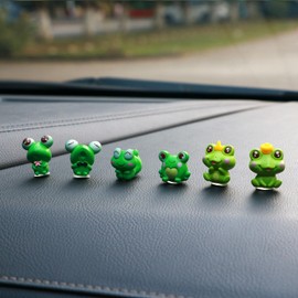 MaPctSy Car Dash Board Dedoc Kawaii Frogs Dashboard Decorations Ornements for Girls, Desk Decorative Frog Figurines Vehicle Accessories (6pcs)