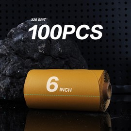 Keeimp PSA Sanding Discs 6 Inch Adhesive Backed Sandpaper 100 Pack 320 Grit Self Adhesive Sanding Discs for DA Sander Self Stick for Wood, Auto Body Repair, Paint, Metal, and Plastic