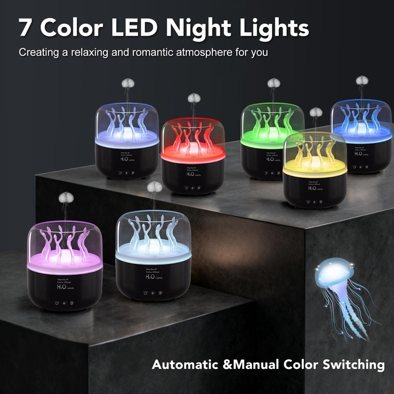 Jellyfish Humidifier Diffuser, 280ml Essential Oil Diffuser with Remote, 7