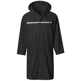 Mens Long Hooded Safety Rain Jacket Waterproof Emergency Raincoat Poncho(Black,XL)