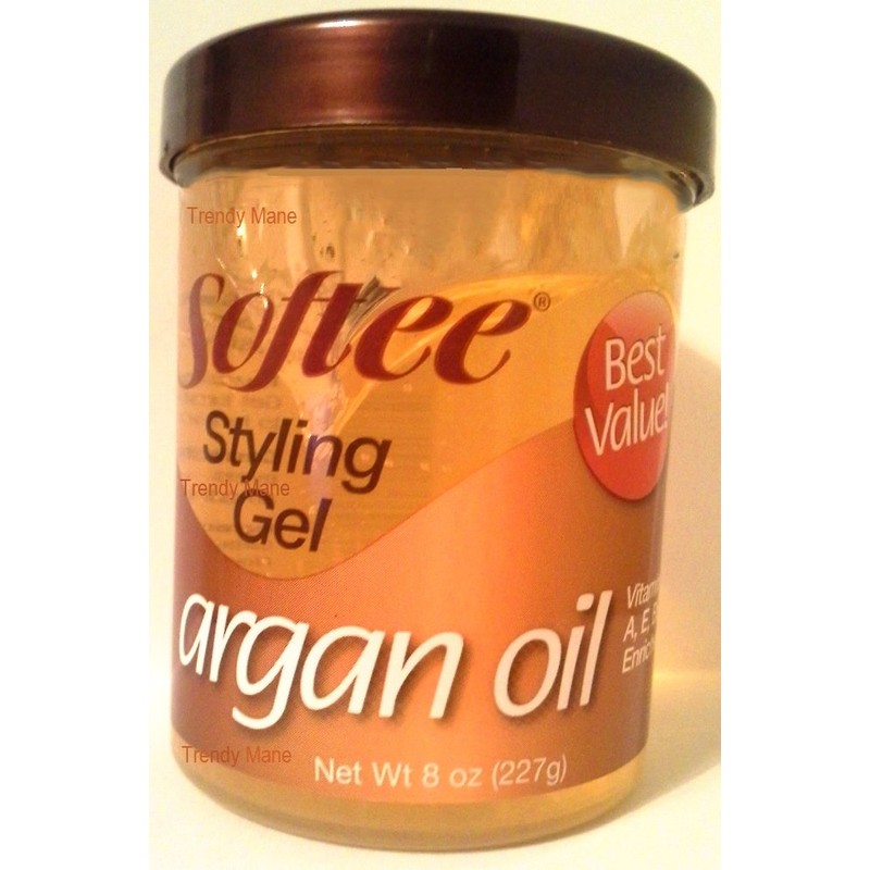 Softee argan oil styling gel 8 ounce, Yellow, 8 Ounce