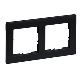 LEGRAND, Seano 765372 Double Frame, Thermoplastic, Halogen-Free, Dimensions: 87 x 158 mm, Colour: Black Lacquered
