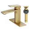 VOTON Brushed Gold Bathroom Sink Faucet Single Handle with Pop-up