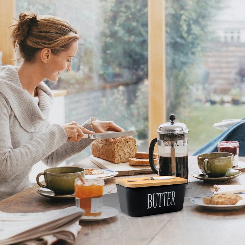 Hasense Butter Dish with Lid, Ceramic Butter Dish with Knife