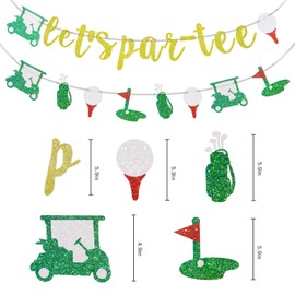 MEMOVAN Golf Themed Banner Golf Happy Birthday Banner Garland Let's Par-Tee Banner Golf Theme Retirement Banners Golf Birthday Garland for Golfer Lover Men Sports Par-Tee Time Party-Par-Tee