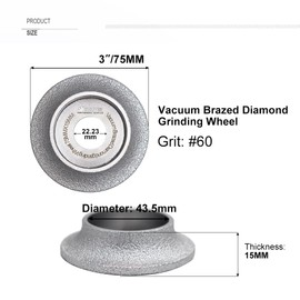 SHDIATOOL 3 Inch Profile Hand Diamond Wheel Height 15mm Demi-bullnose Edge Grinding for Stone Marble Granite Rock