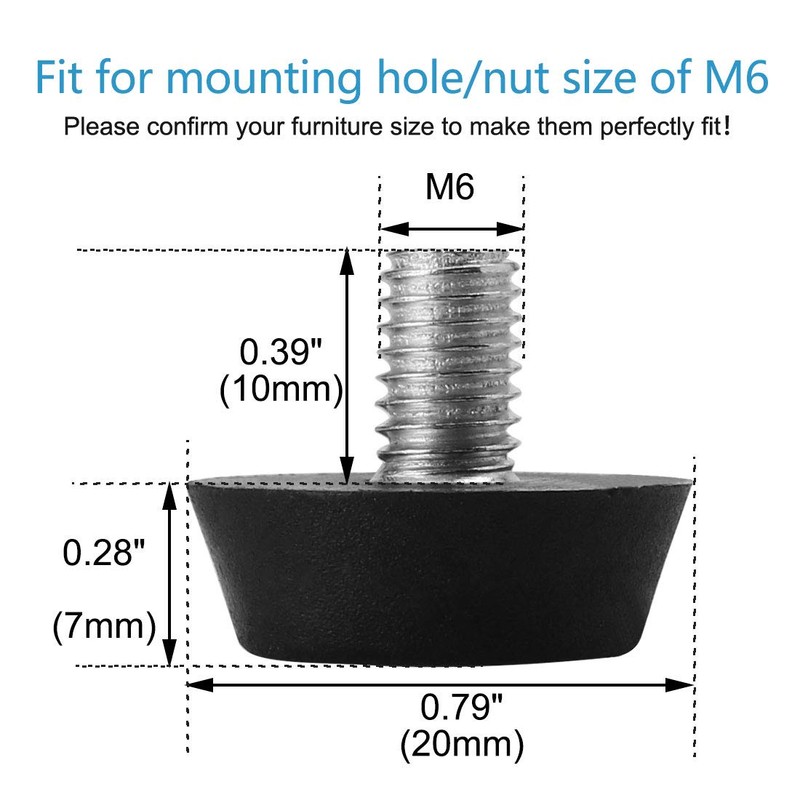 uxcell M6 x 10 x 20mm Furniture Glide Leveling Feet