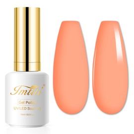 Imtiti Coral Orange Gel Nail Polish, 15ml Neon Orange Color Gel Polish Soak Off LED Nail Polish Nail Art Design Manicure Salon DIY at Home