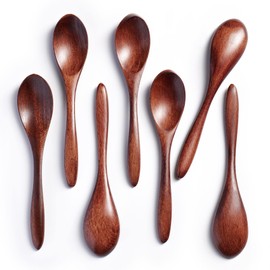 Hefild Hefild 7 PCS Small Wooden Spoons, 5.8 Inch Honey Spoons for Tea, Hardwood Wooden Honey Teaspoon for Coffee, Little Tiny Wood Spoons, Bamboo Table Spoon for stirring, Wooden Spoons for Utensils Set