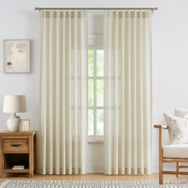 WEST LAKE Ivory Pearl Bailey Pinch Pleated Curtain Panels 84 Inches Length with Hooks,Rustic Light Filtering Drapes,Boho Textured Window Treatment with Back Tabs for Bedroom Living Room,40" Wx84 Lx2