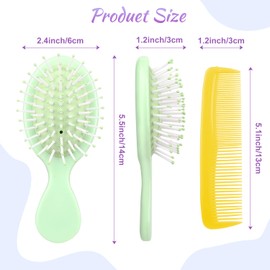 24 Pieces Mini Hair Brush Set with 12 Detangling Brushes and 12 Bulk Combs, Wet Hair Brush Hair Combs Set for Girls Women Boys Men Wet Dry Curly Hair, Multicolor