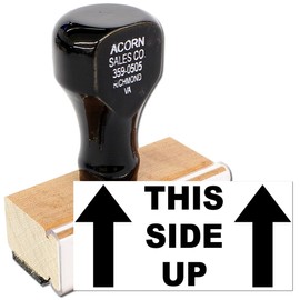 Wood Handle This Side Up Arrow Rubber Stamp - 1.5" x 3" - Warehouse and Inventory Management - Essential Stamp for Print-on-Demand Service Providers - Durable and Reliable Rubber Stamp